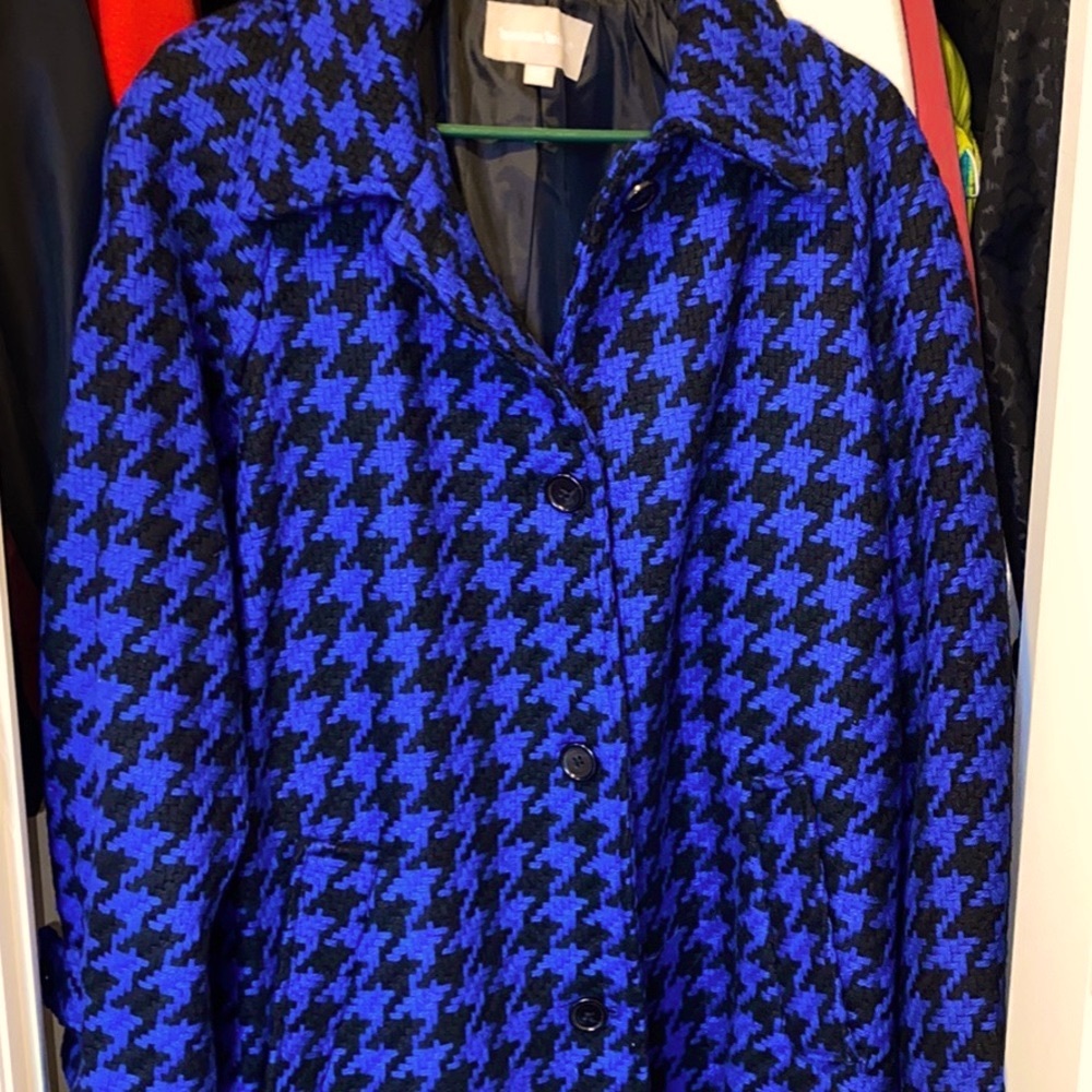 Blue and Black woven winter jacket.
